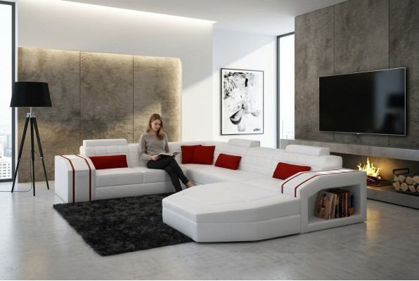 Design Corners Big Upholstered Corner Sofa Couch XXL Leather Sofa Suite