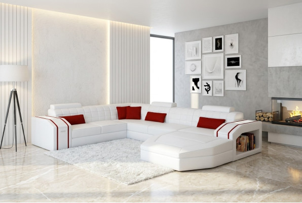 Design Corners Big Upholstered Corner Sofa Couch XXL Leather Sofa Suite