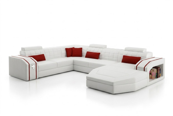 Design Corners Big Upholstered Corner Sofa Couch XXL Leather Sofa Suite