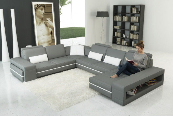 Leather sofa couch, living area, U-shaped design, modern sofa, corner decor, sofas