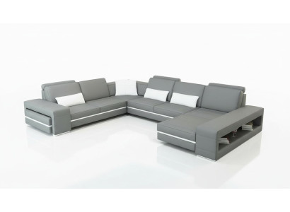 Leather sofa couch, living area, U-shaped design, modern sofa, corner decor, sofas