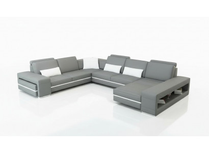 Leather sofa couch, living area, U-shaped design, modern sofa, corner decor, sofas