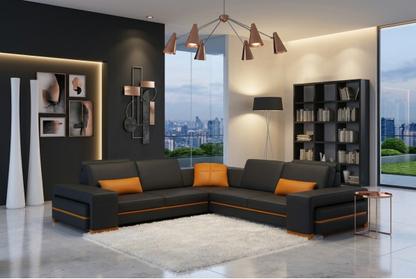 Leather sofa couch living landscape L-shaped design décor modern sofa corner sofas