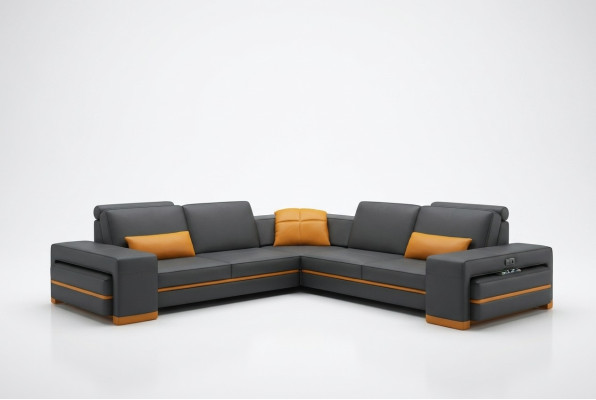 Leather sofa couch living landscape L-shaped design décor modern sofa corner sofas