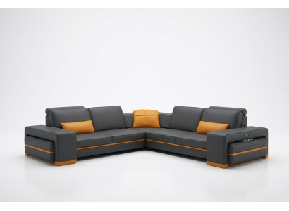 Leather sofa couch living landscape L-shaped design décor modern sofa corner sofas