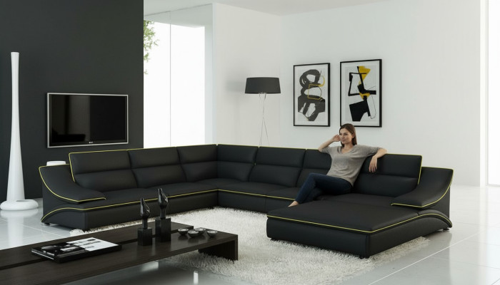 Design XXL Big Corner Upholstered Sectional Sofa Leather Sofa Set