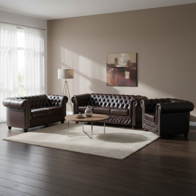 Chesterfield leather sofa set sofa couch upholstery seat sofas sets new