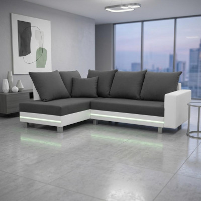 Design corner sofa L-shaped sofa bed function couch seat corner sofas textile upholstery LED