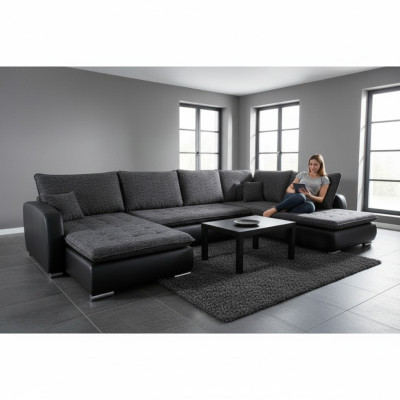 Design corner sofa Elena with bed function couch upholstery seating corner sofas XXL new