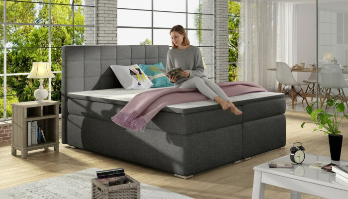 Box spring 180x200cm bed beds hotel leather complete bed box topper