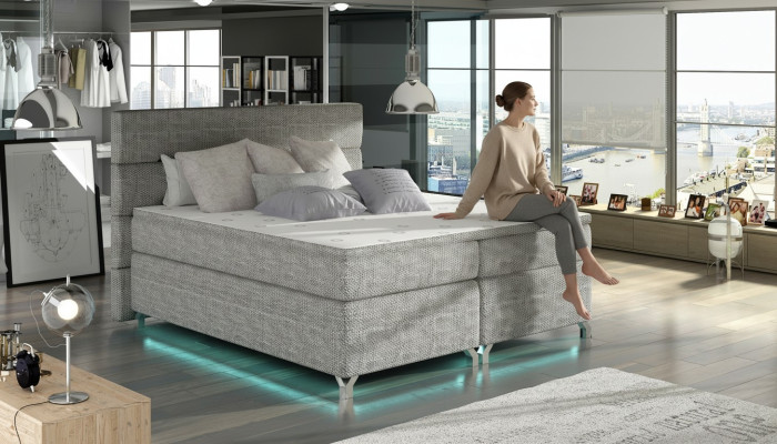 Box spring bed 180x200cm beds hotel leather complete bed frame topper