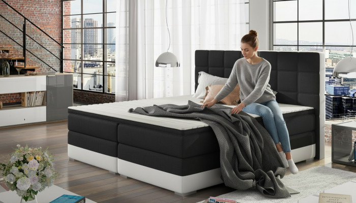 Leather bed upholstered bed box spring beds bed frame 180x200cm mattress