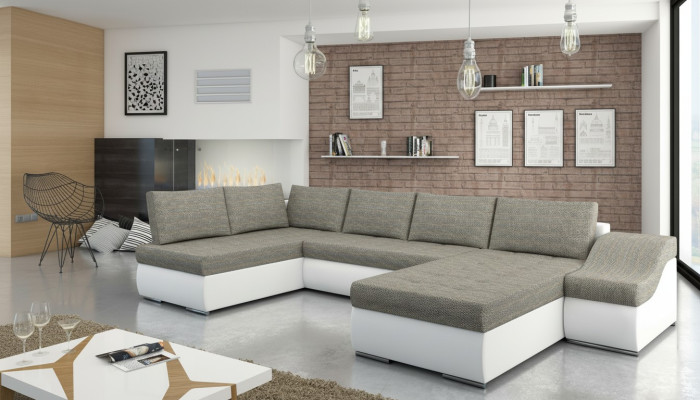 Modern corner sofa, sleeper sofa, bed function, couch, upholstered corner suite, living landscape