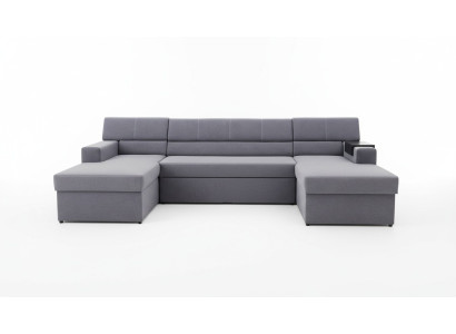 Design corner sofa Markos U-shape bed function couch tweeter leather fabric