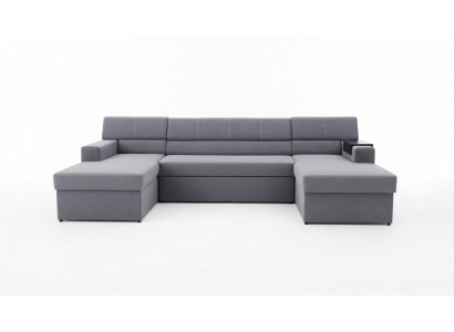 Design corner sofa Markos U-shape bed function couch tweeter leather fabric