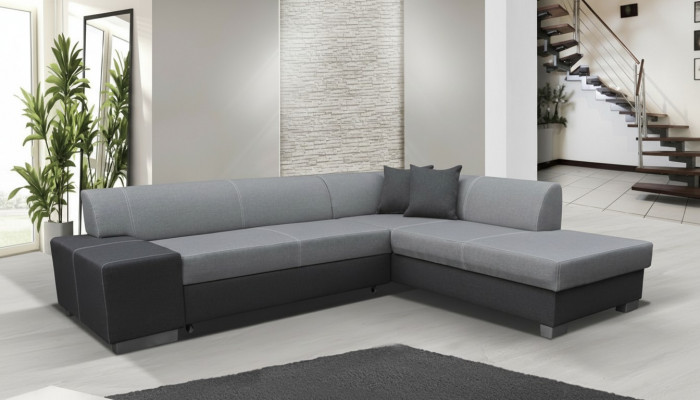 Modern design corner sofa Porto with bed function, textile couches, sofa bed
