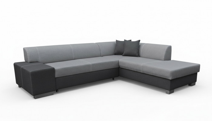 Modern design corner sofa Porto with bed function, textile couches, sofa bed