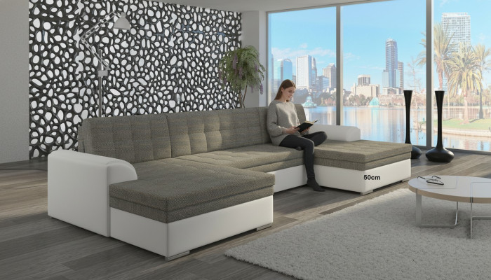 Modern design corner sofa Vento with bed function couch leather upholstery fabric sofas