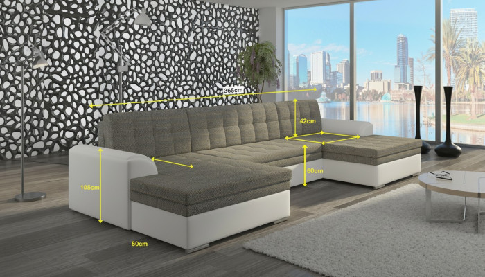 Modern design corner sofa Vento with bed function couch leather upholstery fabric sofas