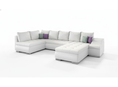 XXL large living landscape corner sofa couch upholstered fabric set
