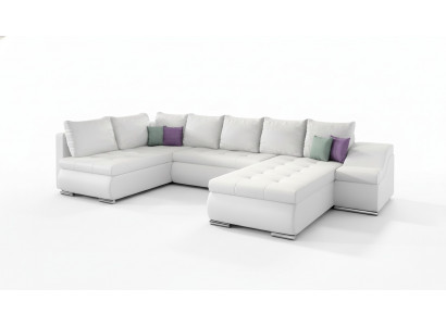 XXL large living landscape corner sofa couch upholstered fabric set