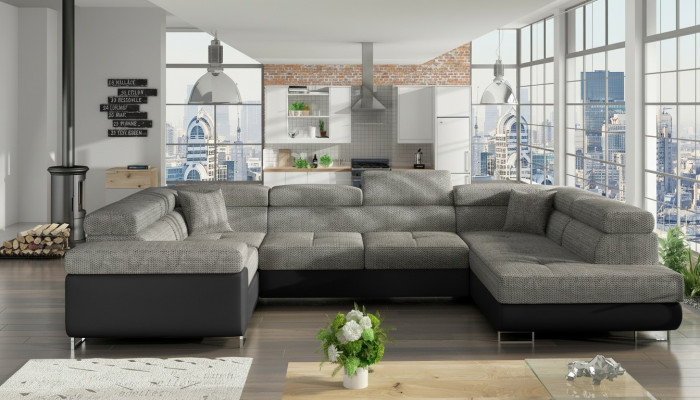 Design corner sofa, sofa bed, bed function, couch, leather upholstery, fabric sofas new 5625