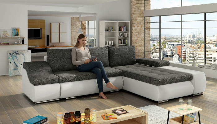 Design corner sofa, sofa bed with sleeping function, couch, leather textile upholstery, sofas, new 8850