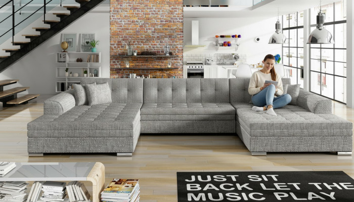 Design corner sofa, sleeper sofa, bed function, couch, leather upholstery, fabric sofas new 1070