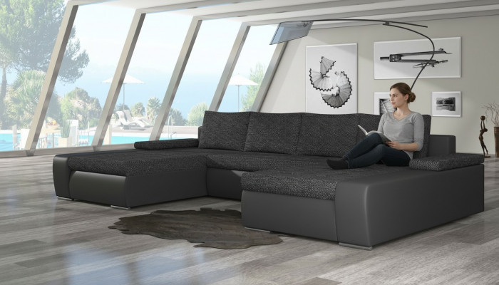 XXL Big Sleeper Sofa Relax Living Room Corner Sofa Set Upholstered Couch Corner Set