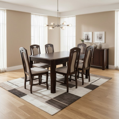 6x Chairs + Table Dining Room Set XXL Chair Set Wood Table