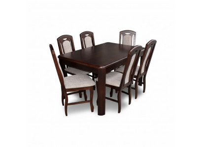 6x Chairs + Table Dining Room Set XXL Chair Set Wood Table