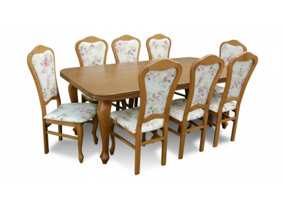 Classic designer dining room set wood table + 8 chairs chair set