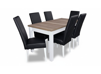Modern dining room leather table chair set complete 7-piece set