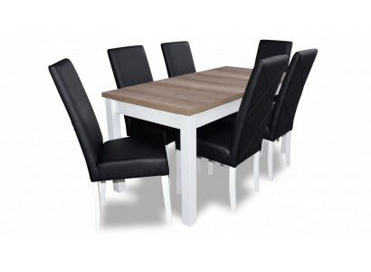 Modern dining room leather table chair set complete 7-piece set
