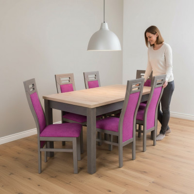 Modern dining room wooden table chair set complete 7-piece set