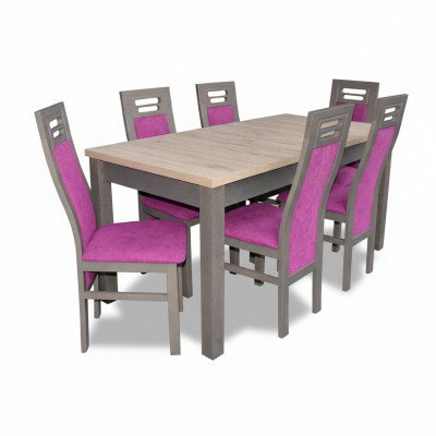 Modern dining room wooden table chair set complete 7-piece set