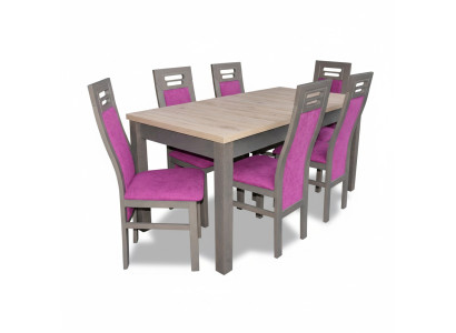 Modern dining room wooden table chair set complete 7-piece set