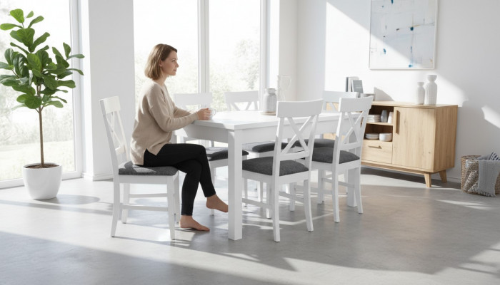 Country house style furniture dining set dining kit table + 6x chairs
