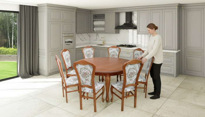 Dining table set table + 8x chairs chair dining room set round round