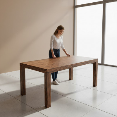 Extendable design decor wooden table dining room living room solid wood tables