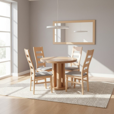 Classic Round Wooden Table Design Dining Room Table with 4 Chairs