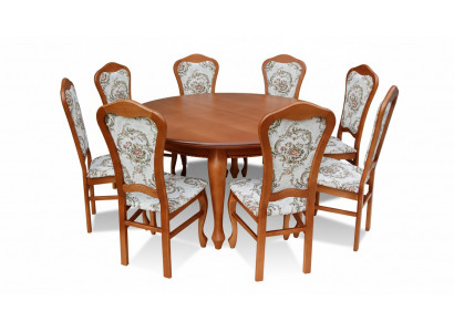Classic Round Wooden Table Design Dining Room Tables + 8 Chairs