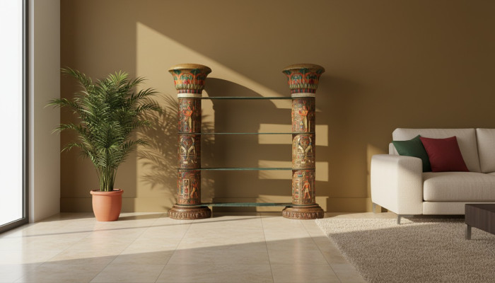 Regal Glass Display Case Egyptian Shelves Display Cabinets XXL Columns 180cm Column Egypt New