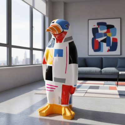 XXL designer figure handcrafted painted figures sculpture statue sculptures penguin