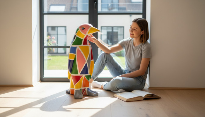 Design luxury figure sculpture handmade XXL 67cm penguin animal sculptures figures