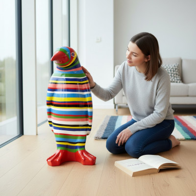 XXL Designer Figure Handcrafted Painted Figures Sculpture Sculptures Statue Penguin