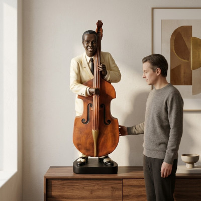 Design Double Bass Figure Statue Sculpture Figures Sculptures Decoration 4021 New