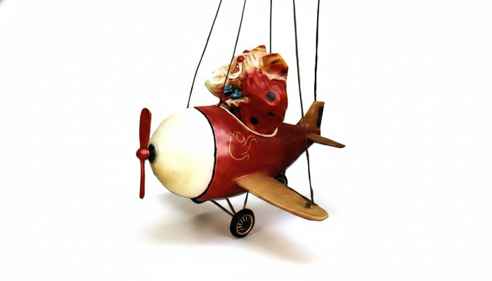 Design Clown on Airplane Figure Statue Sculpture Figures Sculptures Decoration P5019
