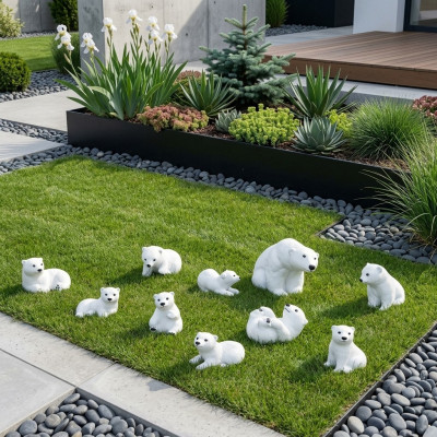 Polar Bear Figure 18cm Statue Bear Garden Decoration Figures Statues Decor