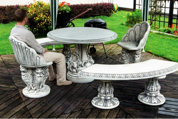 Antique style stone armchair bench chair garden terrace noble design throne